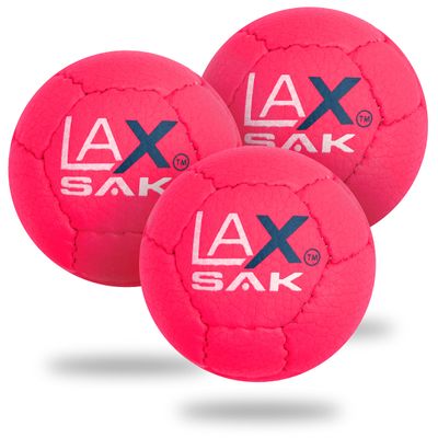 Lax Sak Soft Practice Lacrosse Balls - Same Weight & Size as a Regulation Lacrosse Balls, Great for Indoor & Outdoor Practices, Less Bounce & Minimal Rebounds - Pink, 3 Pack