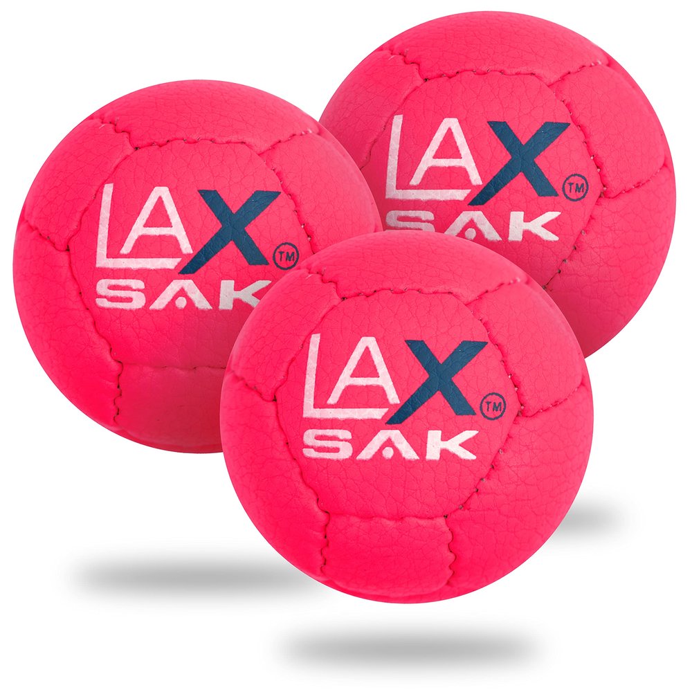 Lax Sak Soft Practice Lacrosse Balls - Same Weight & Size as a Regulation Lacrosse Balls, Great for Indoor & Outdoor Practices, Less Bounce & Minimal Rebounds - Pink, 3 Pack