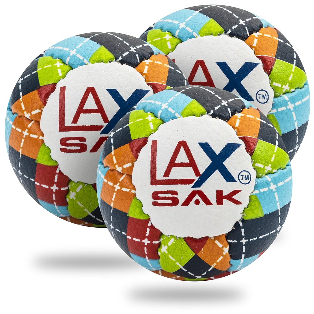 Lax Sak Soft Practice Lacrosse Balls - Same Weight & Size as a Regulation Lacrosse Balls, Great for Indoor & Outdoor Practices, Less Bounce & Minimal Rebounds - Argyle, 3 Pack