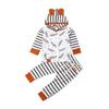 Newborn Baby Girls Boys Stripe Feather Long Sleeve Romper Jumpsuit Top Pants Fall Winter Outfits 0-24M (12-18M, Top+Pant) view 1