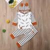 Newborn Baby Girls Boys Stripe Feather Long Sleeve Romper Jumpsuit Top Pants Fall Winter Outfits 0-24M (12-18M, Top+Pant) view 2