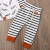 Newborn Baby Girls Boys Stripe Feather Long Sleeve Romper Jumpsuit Top Pants Fall Winter Outfits 0-24M (12-18M, Top+Pant) view 4