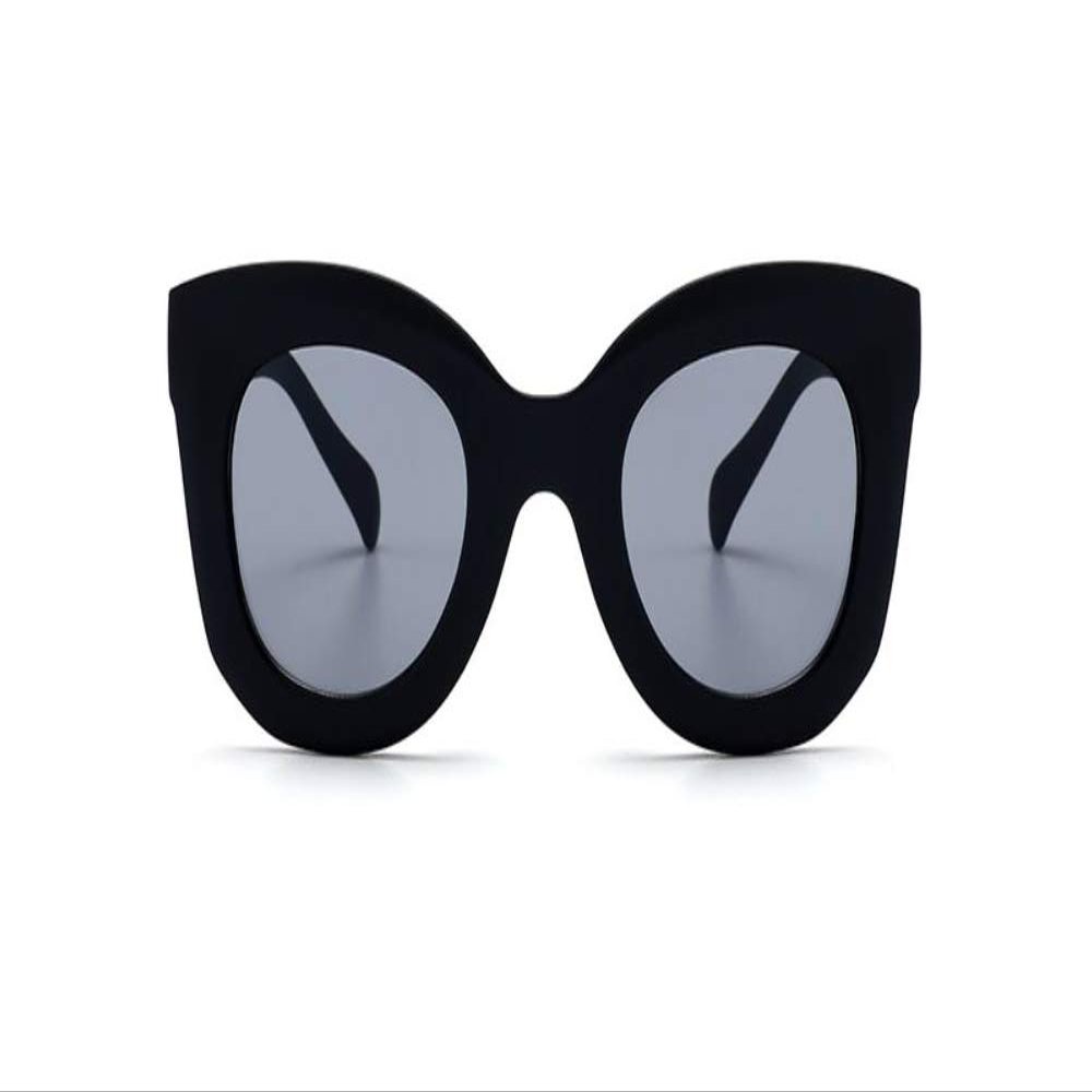 Freckles Mark Thick Fashion Butterfly Sunglasses for Women Trendy Round Cat Eye Sun Glasses (Matte Black, 45)