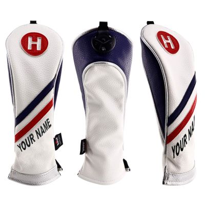 Craftsman Golf Custom Name Red White Blue Pu Leather Stripes H Rescue Hybrid Headcover (Custom Hybrid Cover)