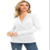 Afibi Womens Slim Fitted Deep V Neck Cross Wrap Top Long Sleeve T-Shirts (X-Large, White) view 3