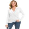 Afibi Womens Slim Fitted Deep V Neck Cross Wrap Top Long Sleeve T-Shirts (X-Large, White) view 4