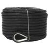 NovelBee 1/2" x 100' Double Braid Nylon Anchor Line with Stainless Steel Thimble,Safe Workload:1,020 Lbs;Tensile Strength:5,100 Lbs (Black) view 4