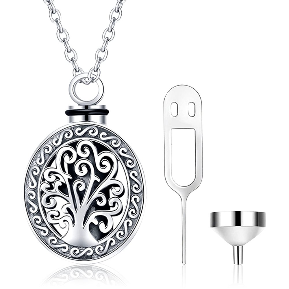 925 Sterling Silver Tree Of Life Urn Pendant Necklace For Ashes, Cremation Ashes Locket Necklace, Memorial Necklace For Mom Dad, Urn Keepsake For Ashes