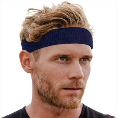 Tough Headwear Terry Cloth Headband - Sweat-Wicking Running Head Band - Basketball Accessories - Headband for Washing Face - Navy Blue