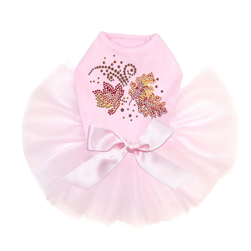 Fall Leaves # 1 - Bling Rhinestone Dog Tutu Dress, 2XL Red