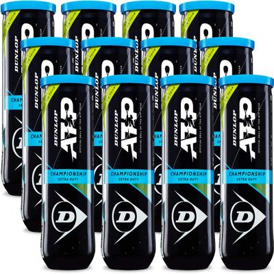 Dunlop Sports ATP Championship Extra Duty Tennis Balls, 12 x 3-Ball cans