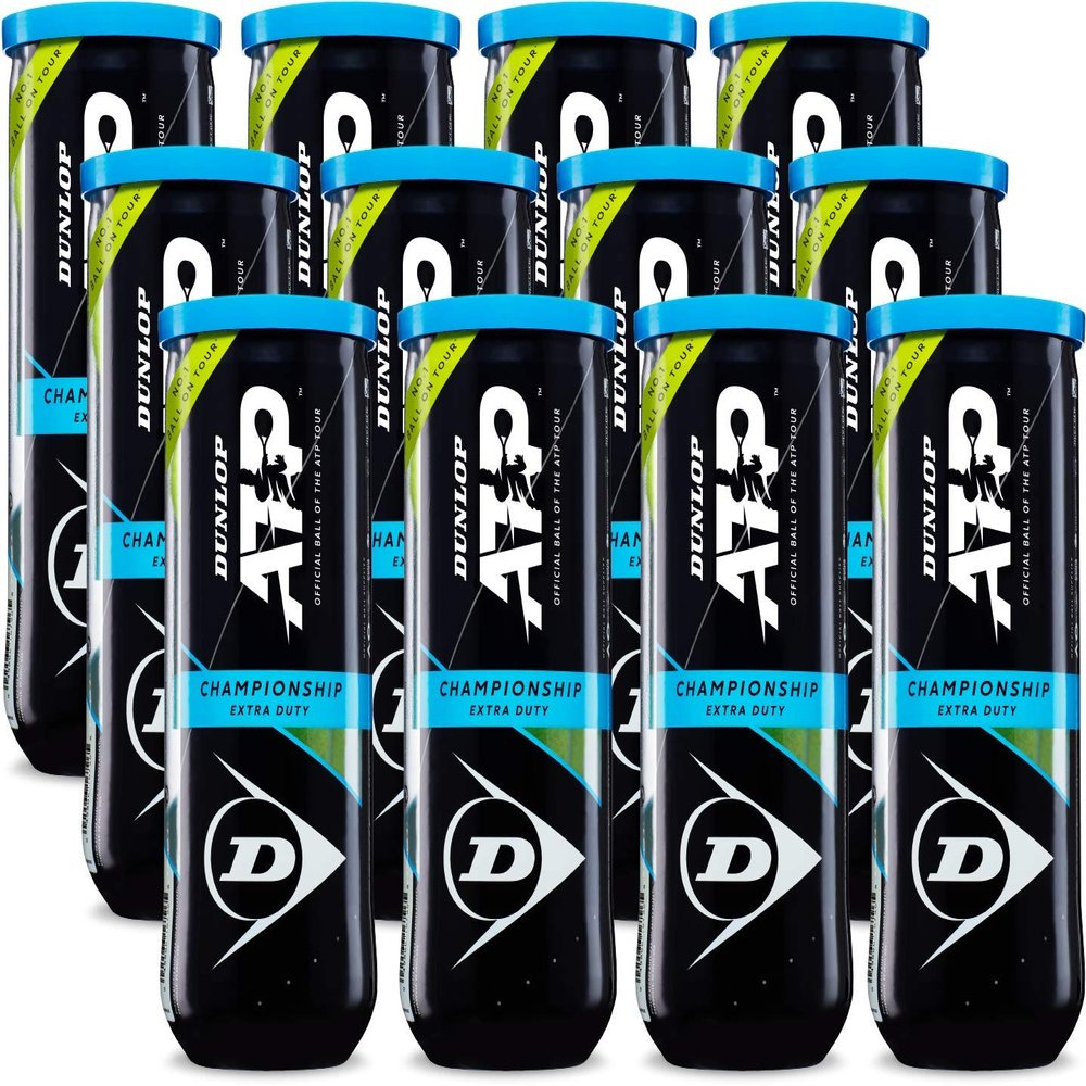 Dunlop Sports ATP Championship Extra Duty Tennis Balls, 12 x 3-Ball cans