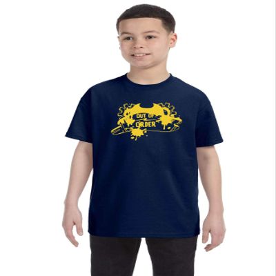 ALLNTRENDS Out of Order Kids Youth T Shirt Cool Top Trendy Graphic Tee (L, Navy Blue)