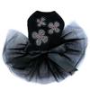 Three White Nailhead Flowers - Bling Rhinestone Dog Tutu Dress, 2XL Black view 1