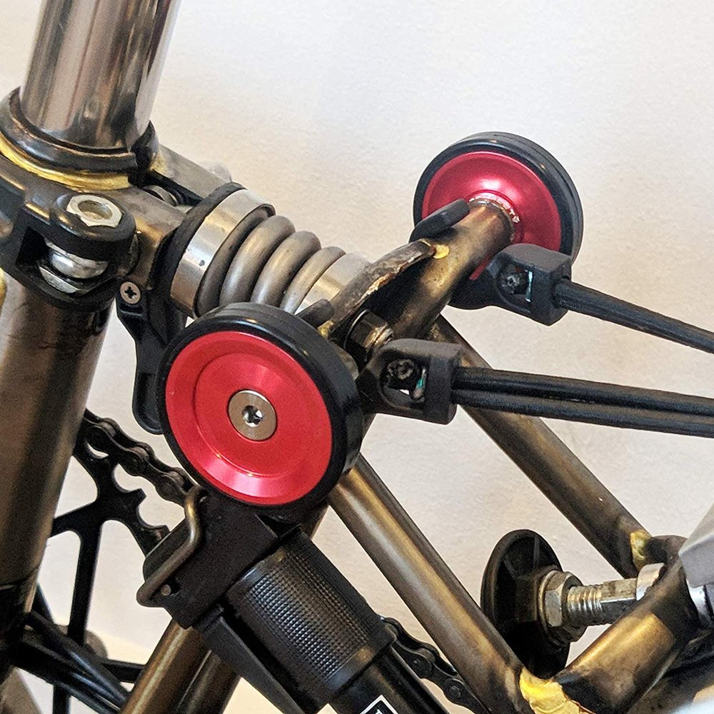 ACEOFFIX For BROMPTON 45mm Lightweight Easy Wheels + Titanium Bolts in Bronze RED