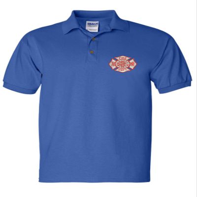 ALLNTRENDS Men's Polo T Shirt Fire Department Embroidered Firefighter Top USA Gift (L, Royal Blue)