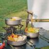 usharedo Camping Titanium Pots Set Titanium Bowl Set Outdoor Cookware Cooking Pan Pot with Folding-Handle Travel Kitchen Mess Kits Picnic Hiking Dishes ti2031c view 4