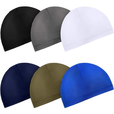 Boao 6 Pieces Skull Caps Helmet Liner Sweat Wicking Thermal Running Beanie Cycling Skull Caps for Men Women (Black, Grey, Dark Blue, White, Army Green, Navy)