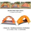 Azarxis Camping Tent 1 2 3 Man Person 4 Season Easy Set Up Waterproof Double Layer Lightweight Aluminum Pole for Backpacking Hiking Trekking Travel Climbing Outdoor (Orange - 3 Person - 4 Season) view 3