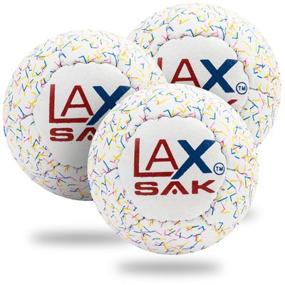 Lax Sak Soft Practice Lacrosse Balls - Same Weight & Size as a Regulation Lacrosse Balls, Great for Indoor & Outdoor Practices, Less Bounce & Minimal Rebounds - Crayon Confetti, 3 Pack