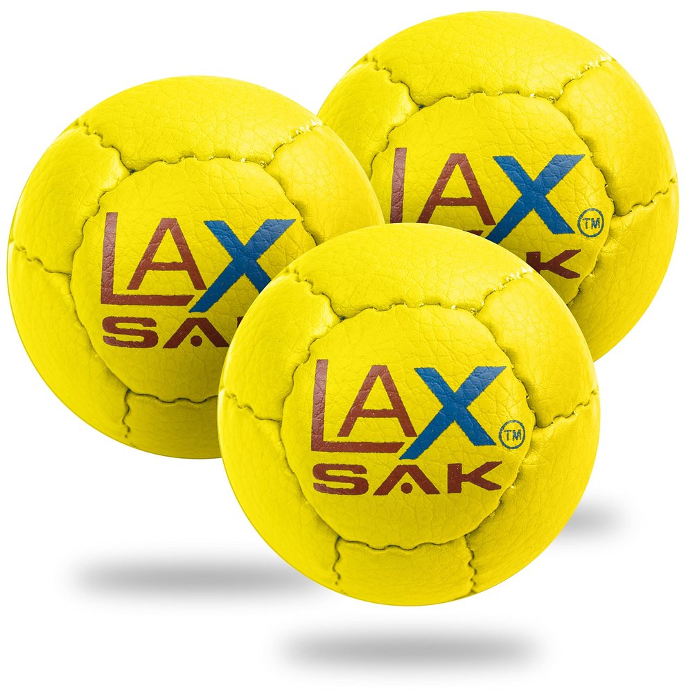 Lax Sak Soft Practice Lacrosse Balls - Same Weight & Size as a Regulation Lacrosse Balls, Great for Indoor & Outdoor Practices, Less Bounce & Minimal Rebounds - Yellow, 3 Pack