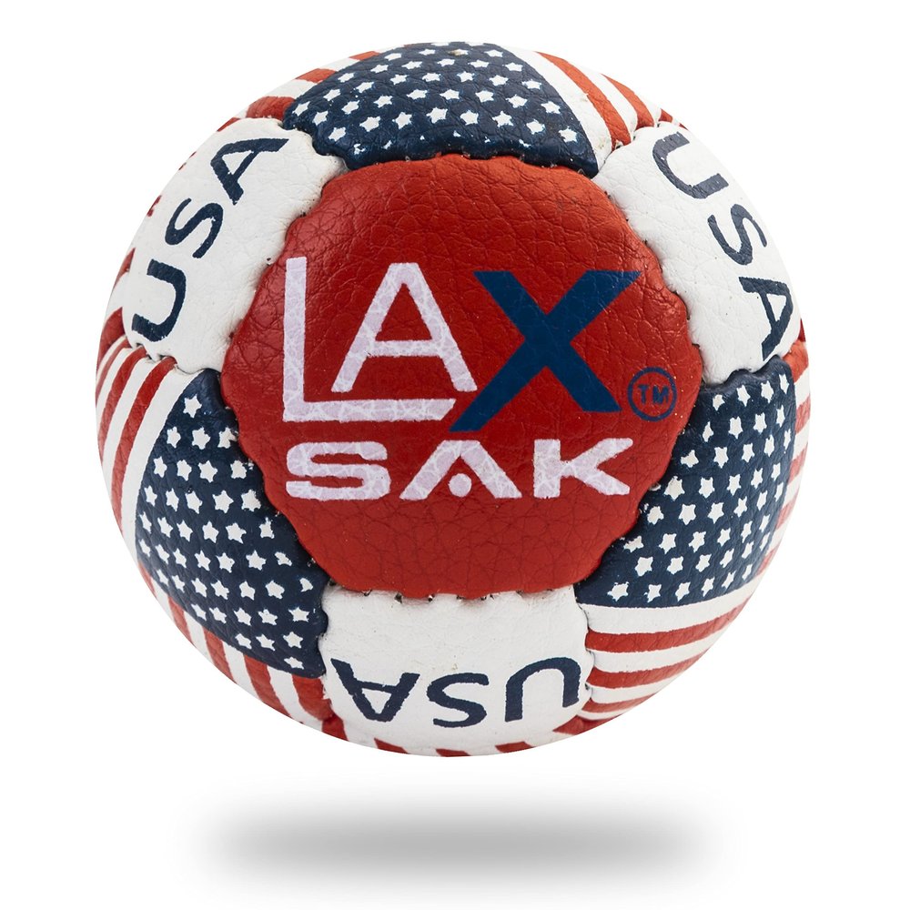 Lax Sak Soft Practice Lacrosse Balls - Same Weight & Size as a Regulation Lacrosse Balls, Great for Indoor & Outdoor Practices, Less Bounce & Minimal Rebounds - American Flag, 6 Pack