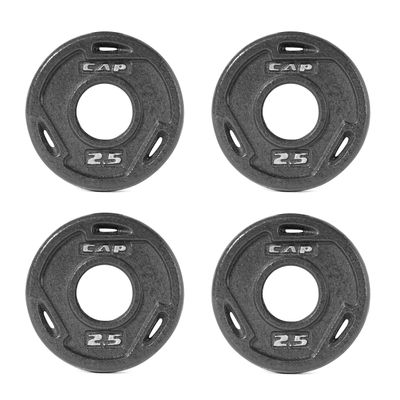 CAP Barbell Black 2-Inch Olympic Grip Plate, 2.5 Pounds, Pack of 4