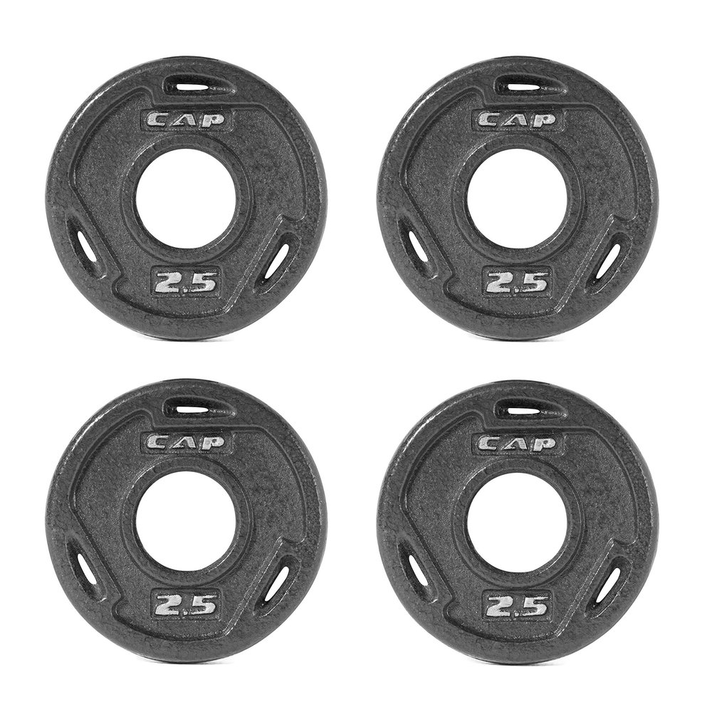 CAP Barbell Black 2-Inch Olympic Grip Plate, 2.5 Pounds, Pack of 4