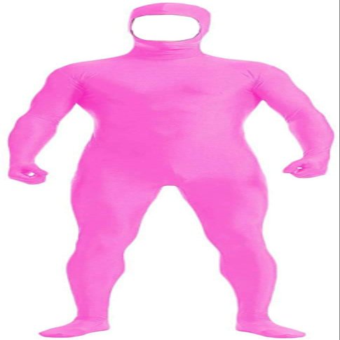 Gaoin Face Open Zentai Spandex Bodysuit (Large, Rose Red)