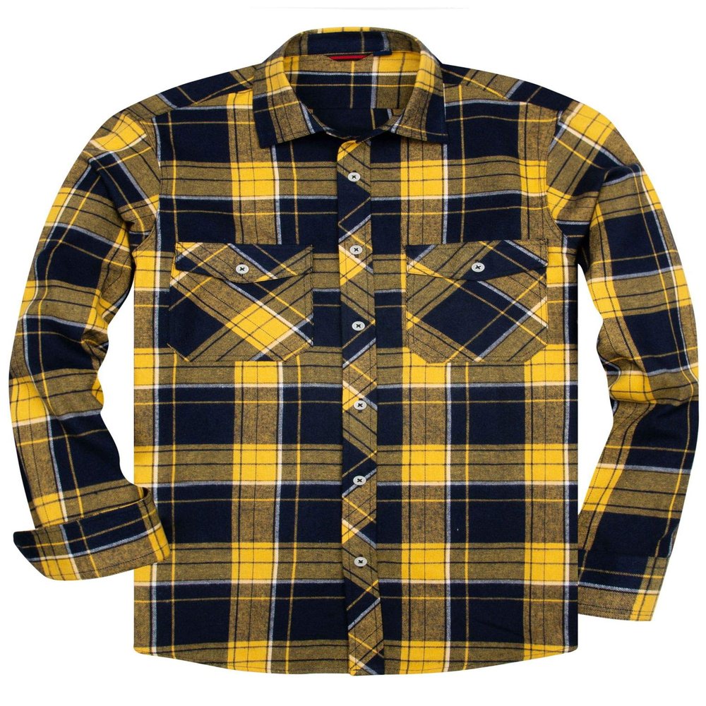 Alimens & Gentle Men's Button Down Regular Fit Long Sleeve Plaid Flannel Casual Shirts