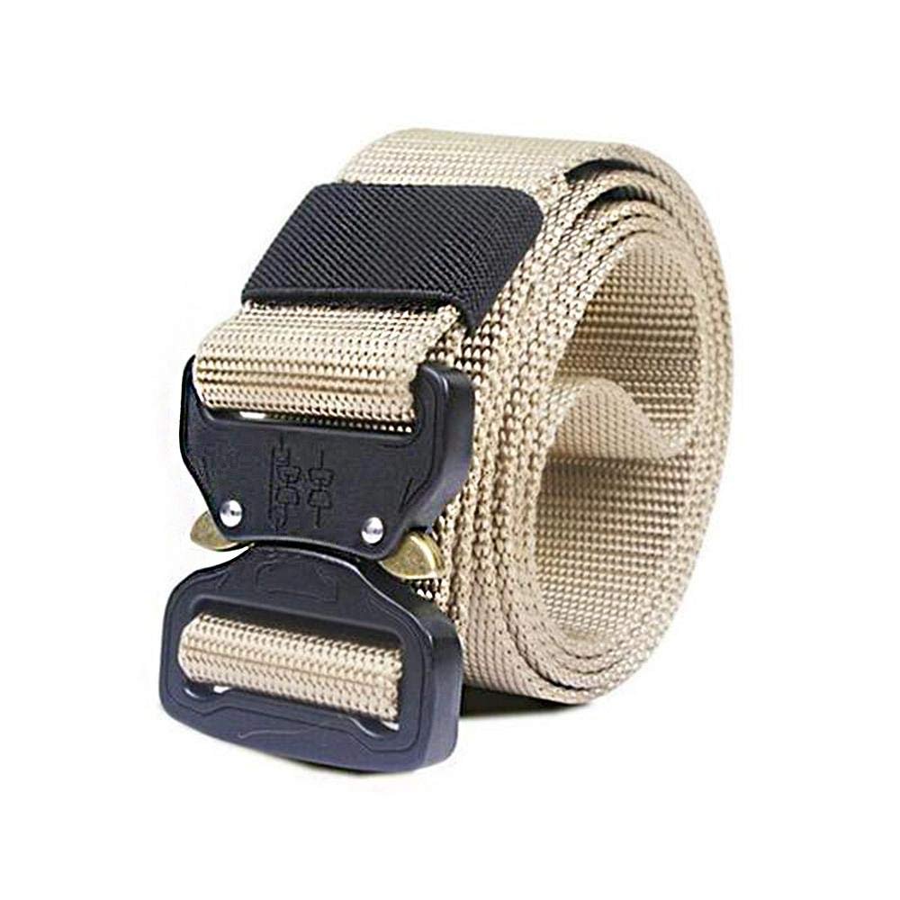 Bauss.Co New Tactical Nylon Webbing Heavy Duty Metal Buckle Belt with Quick Release Metal Buckle Perfect for Rugged Outdoor Activity