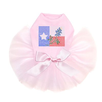 Texas Flag with Bluebonnet - Bling Rhinestone Dog Tutu Dress, 2XL Pink