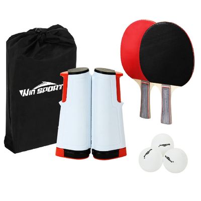 Win SPORTS Table Tennis Paddle Set with Retractable Net,Play Anywhere Ping Pong Net for Any Table,2 Table Tennis Paddle Rackets,3 Ping Pong Balls,Storage Case