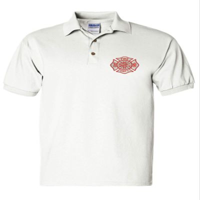 ALLNTRENDS Men's Polo T Shirt Fire Department Embroidered Firefighter Top USA Gift (S, White)