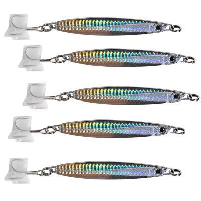 5pcs 5.25oz Colt Sniper jigs 150g coltsniper jig with a 3561D-DT MUSTAD Hook 3X Strong Forge High Carbon Steel Treble Hook Quality Holographic Finish - Silver