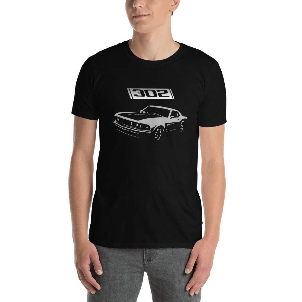 1969 Stang Boss 302 Muscle Car Drag Race Street Racing Short-Sleeve Unisex T-Shirt Black