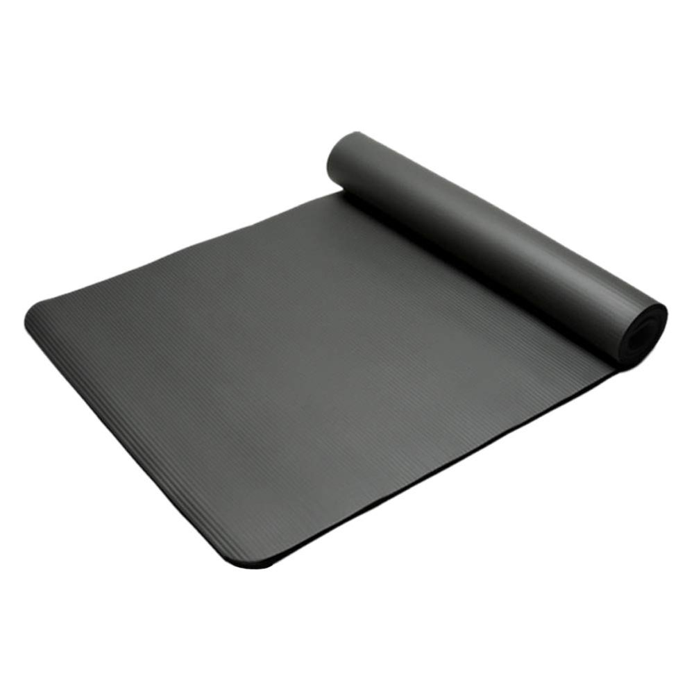oAtm0eBcl Yoga Mat, 10mm Thick NBR Anti-Slip Gym Home Fitness Exercise Yoga Pilates Mat, Portable Foldable Yoga Mat with Strap Black