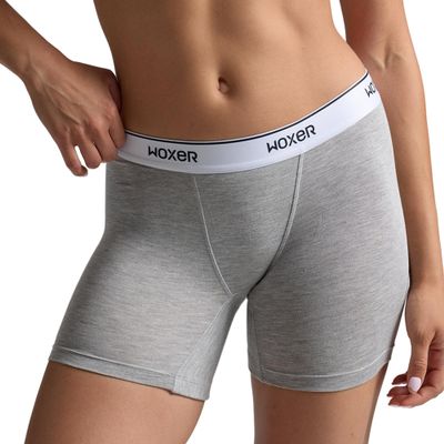 Woxer Boxer Shorts for Women - 5" Baller Boy Shorts Underwear for Women, Soft Modal - Seamless Chafe Free, No Show Underwear - Breathable and Moisture-Wicking - Full Coverage Fit, Heather Grey