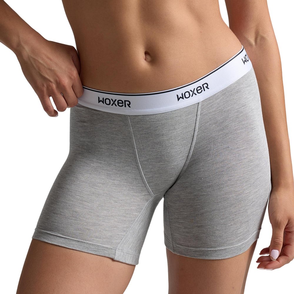 Woxer Boxer Shorts for Women - 5" Baller Boy Shorts Underwear for Women, Soft Modal - Seamless Chafe Free, No Show Underwear - Breathable and Moisture-Wicking - Full Coverage Fit, Heather Grey