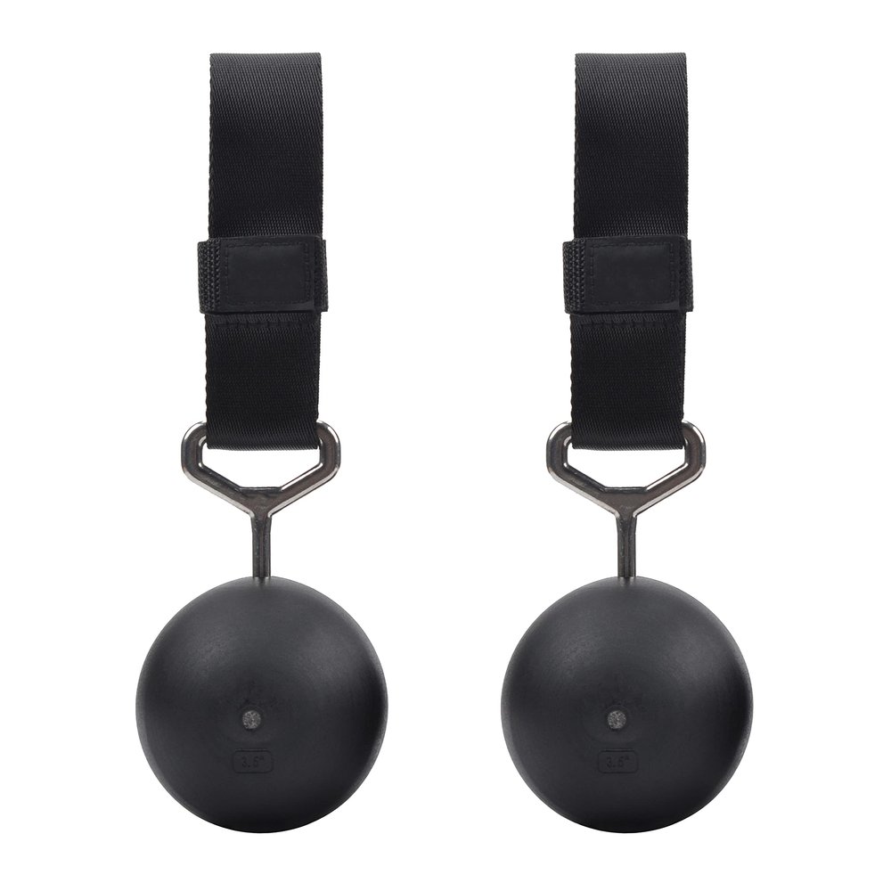 FITactic 3.5" Rock Climbing Solid Training Cannonball Bomb Power Pull Up Ball Hold Grips for Straps for Finger, Forearm, Biceps, Back Muscles, Sports, Race (2 Balls, Black 3.5")