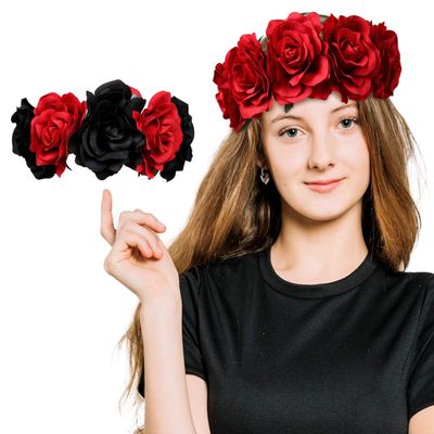 3omething New 2PCS Rose Flower Crown Headband Costume - Day of The Dead Mexican Halloween Wedding Festival Headpiece