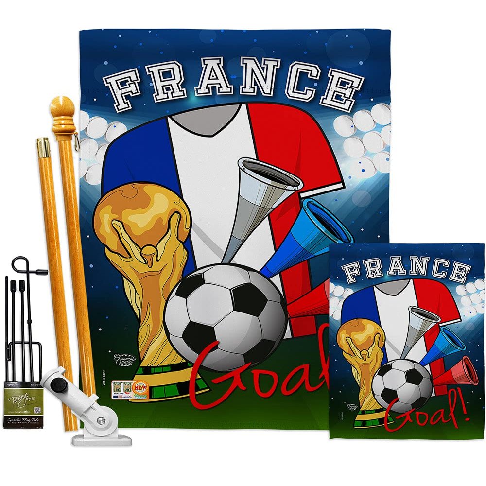 World Cup France Flags French Banner Wall Art Flag Poles For Outside House Stand Outdoor Decorations Garden Tapestry Yard Signs FIFA Gifts Sports Fan Trophy Soccer Game Football Made In USA