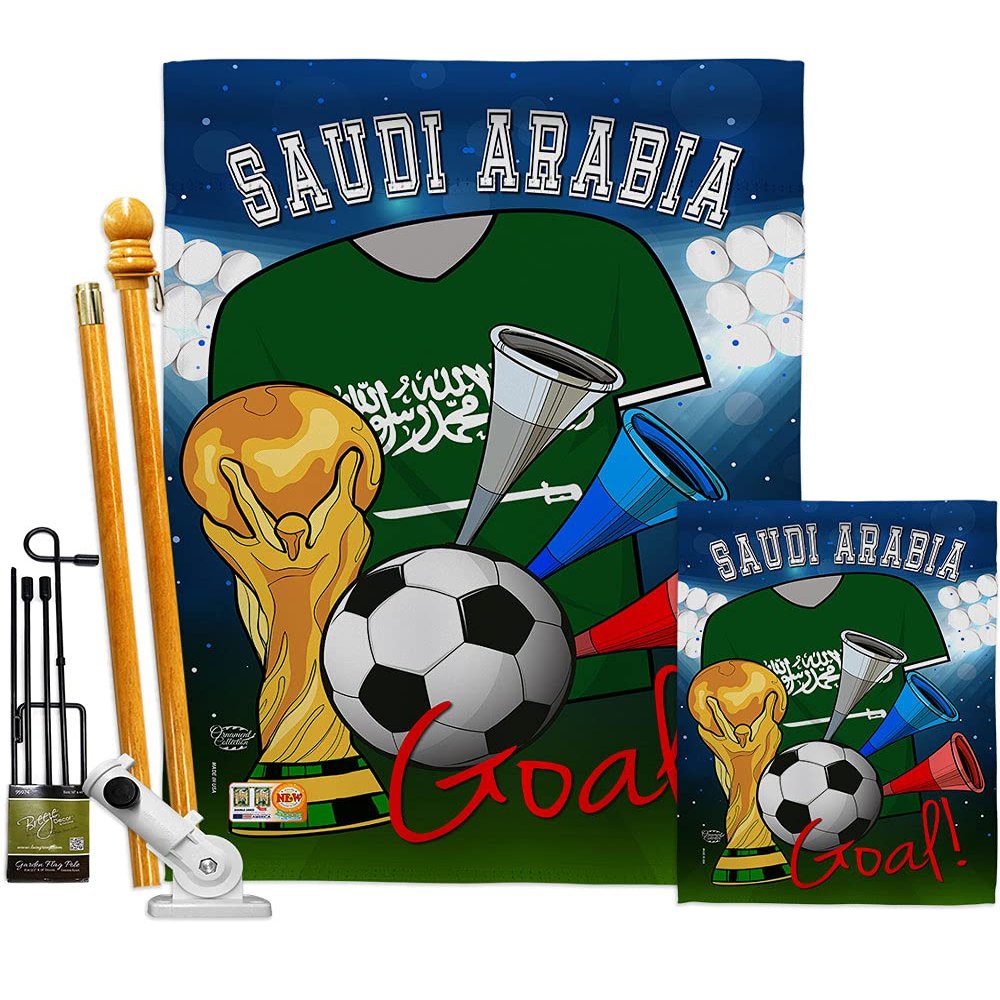 World Cup Saudi Arabia Flags Banner Wall Art Flag Poles For Outside House Stand Outdoor Decorations Garden Tapestry Yard Signs FIFA Gifts Sports Fan Trophy Soccer Game Football Made In USA