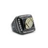 FANTASYJOCKS Fantasy Football Championship Ring The Game Ball Blackout Glass Stones Black Gold FFL Champion Trophy Award Prize Sports Winner Size 14 view 3