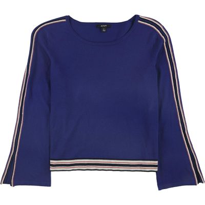 Alfani Womens Striped Bell Sleeve Pullover Sweater, Blue, X-Large