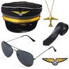 Beelittle Airline Pilot Captain Costume Kit Pilot Dress up Accessory Set with Aviator Sunglasses view 1