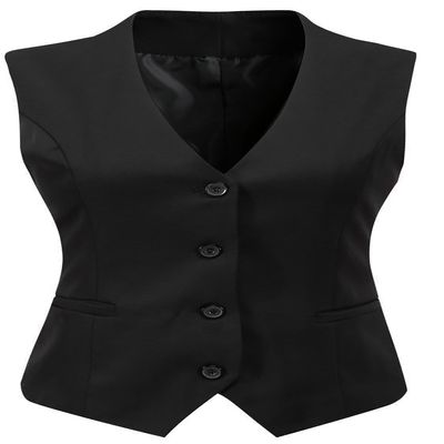 Foucome Suit Vest for Women Formal Regular Fitted Vest Tops Black XL