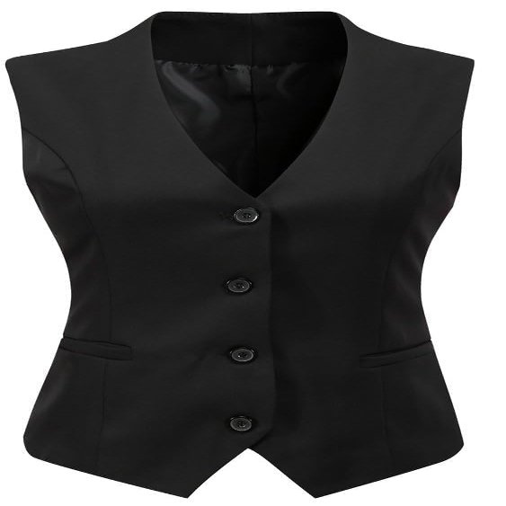 Foucome Suit Vest for Women Formal Regular Fitted Vest Tops Black XL