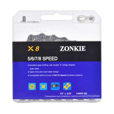 5/6/7/8 Speed Bike Chain 1/2 x 3/32 Inch 122 Links