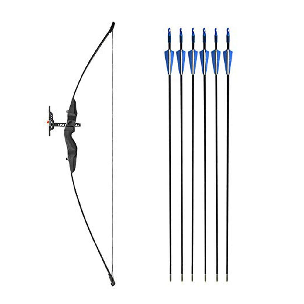 ZSHJGJR Archery Straight Bow and Arrow Set Youth Start Recurve Bow 30lbs 40lbs Take Down Beginner Longbow Bow Kit Set with 6pcs Fiberglass Arrows (Bow and Arrow, 40lbs)